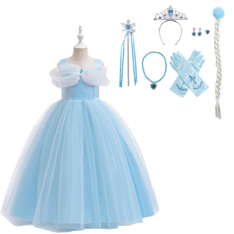 Cenicienta amazónica vestido de princesa para niños Aisha hielo y nieve show vestido de Halloween cospal vestido de ropa infantil