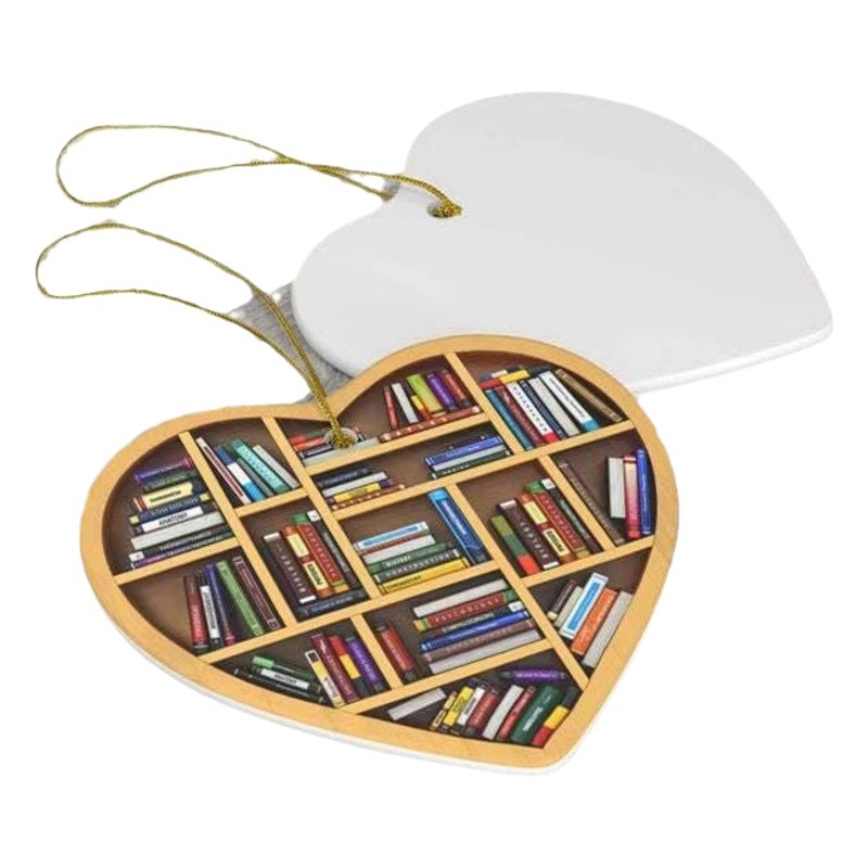 2025 pieza de cerámica navideña colgante patrón estampado 3 pulgadas redondo en forma de corazón cristal acrílico decoración de vidrio DIY