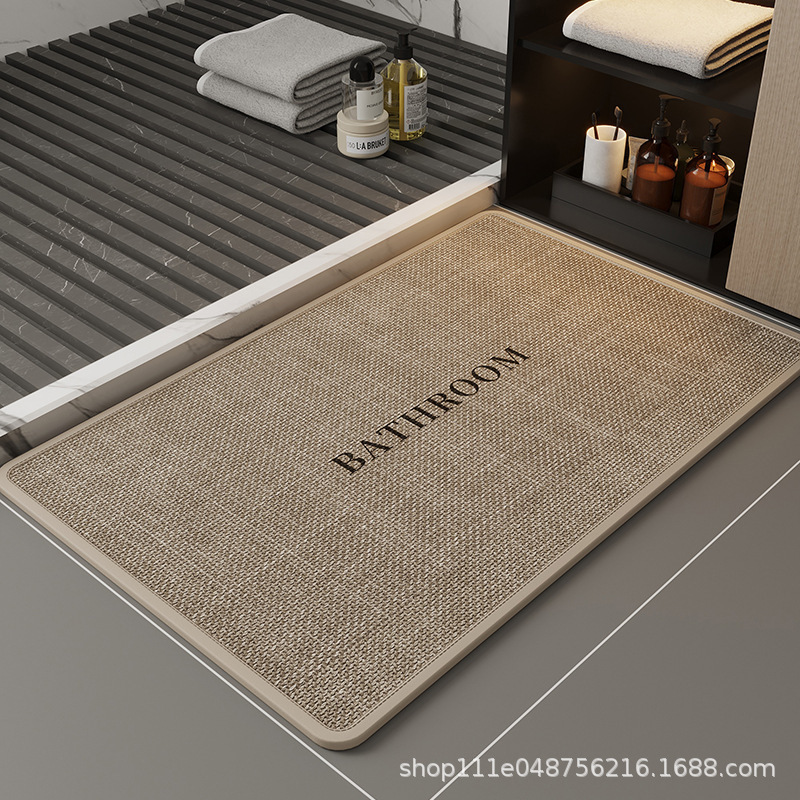 Linen Woven Bathroom Non-Slip Mat, Bathroom Absorbent Floor Mat, Toilet Carpet, Toilet Door Mat, Special Quick-Drying Mat
