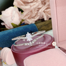 Camellia中世纪浮雕设计皇冠宝石手镯 镀金泪滴高碳锆石2合一手环