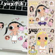 爆款可爱小玉yuy创意贴纸卡通高颜diy手机壳平板手账ins装饰贴