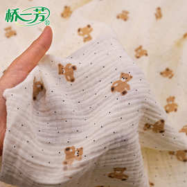 双层绉纱卡通印花绉布面料，童装家居服家纺印花皱布源头工厂定制