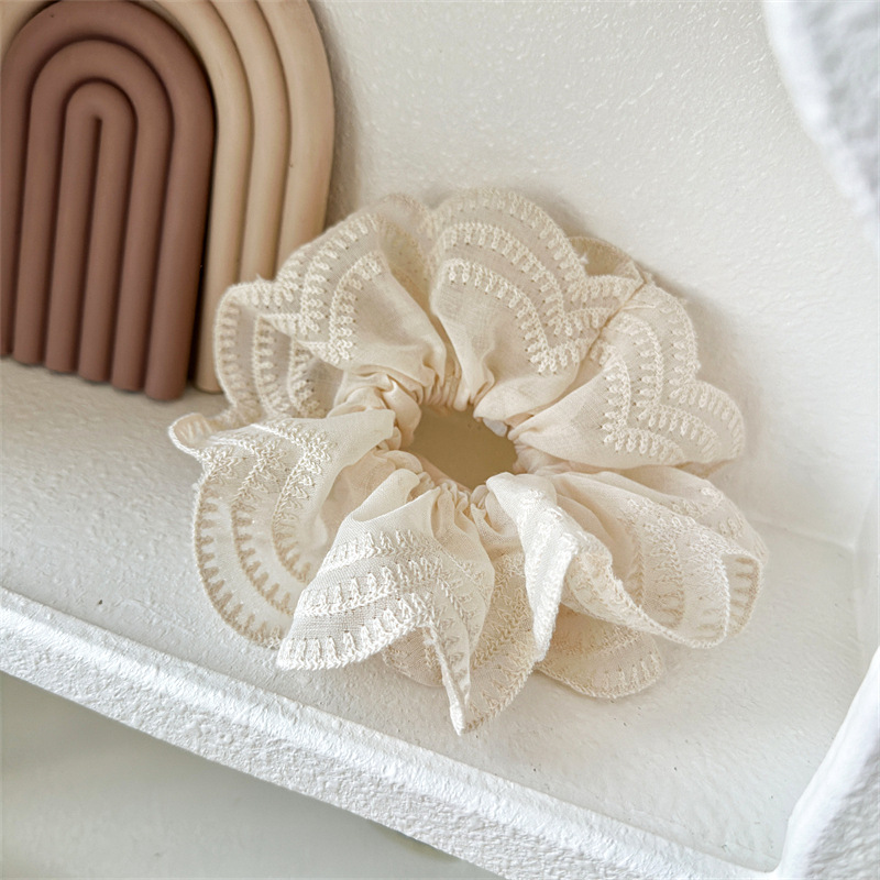 20g Weight Hair Tie Hair Accessories Type 1 Piece Quantity Holiday, Daily Occasion Solid Color Pattern Women's Gender Simple Style, Classic Style Style Super Fairy Internet Hot New Lace Large Intestine Ring Hair Ring Graceful And Fashionable Girl Top Cuft Boutique Hairware 9