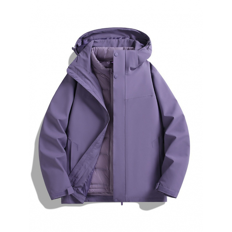 Tropas de asalto al aire libre desmontables 3 - en - 1 impermeable a prueba de tormentas y lluvias sellado en caliente chaqueta de montaña de pluma masculina y femenina image 3