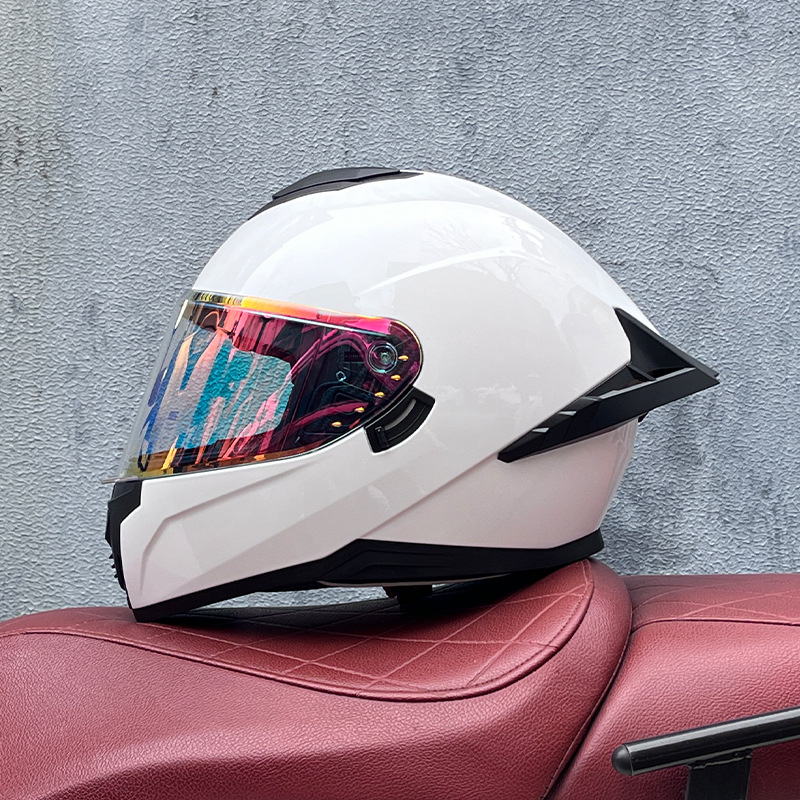 Casco integral transfronterizo DOT de la versión mejorada de LVS con doble lente para hombres, casco de seguridad universal para todas las estaciones para motociclistas femeninas, casco de motocicleta con doble lente.
