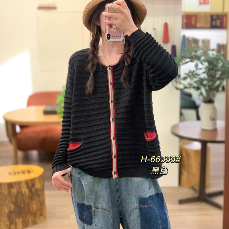 新品文艺复古短款针织衫毛衫毛衣休闲上衣|undefined