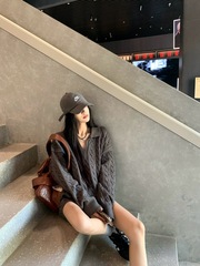 2025新款慵懒风宽松麻灰色显瘦百搭半开领针织衫女装麻花套头毛衣