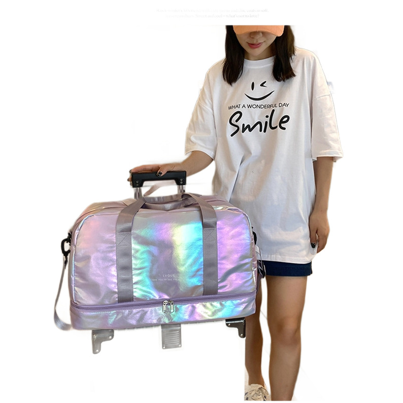 Bolso de fitness de moda 2026 nuevo bolso de mano brillante perlada de gran capacidad de almacenamiento bolso de viaje mochila deportiva