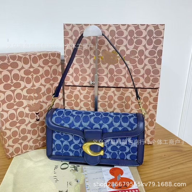新款外贸热销老花包包女包tabby26法棍包拼色手提包C扣单肩斜挎包|undefined
