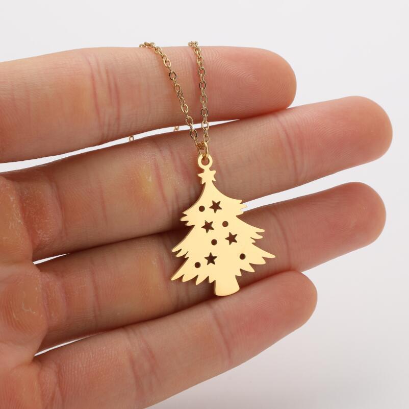 1 Piece Fashion Christmas Tree Stainless Steel Plating Pendant Necklace_colorza_5