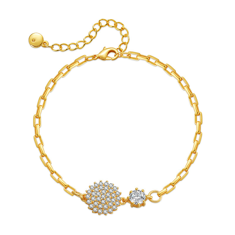 Fashion Round Copper Plating Inlay Rhinestones Bracelets 1 Piece