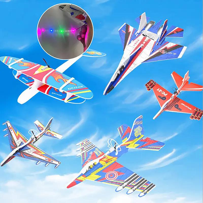 Electric Foam Airplane Hand-Thrown Glider Outdoor Toy Inertial Foam Airplane Model Electric Flying Toy