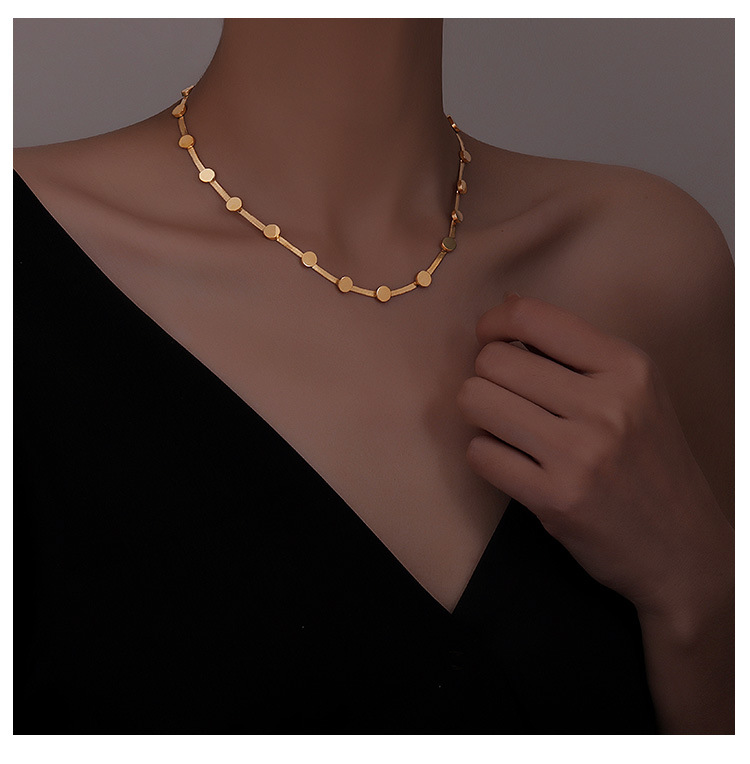 Titanium Steel Material Elegant Round Solid Color Titanium Steel Bracelets Necklace