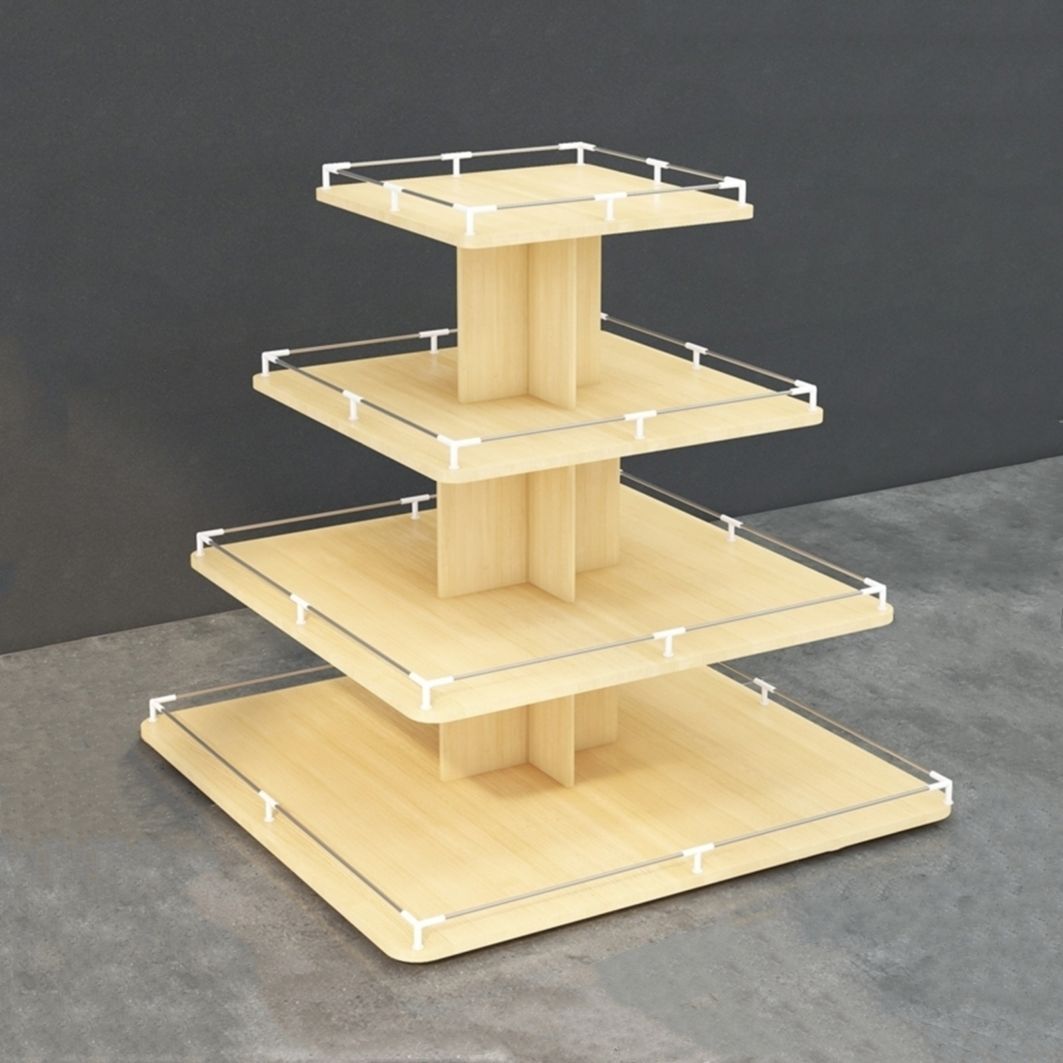 货柜木质展柜超市零食货架堆头展示架产品母婴店圆形置物架中岛柜