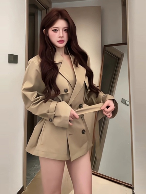 法式卡其色风衣外套女2025早秋小个子收腰显瘦感气质休闲大衣|undefined