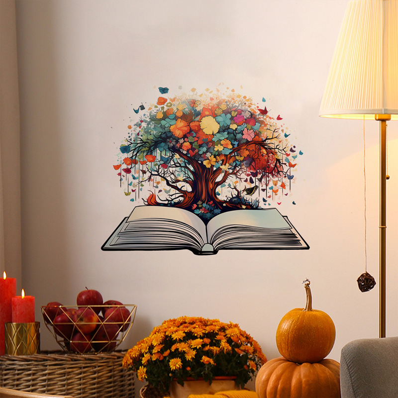 Cross-border Amazon foreign trade color books big tree wall stickers decoration bedroom room living room stickers Cross-border Amazon foreign trade color books big tree wall stickers decoration bedroom room living room stickers