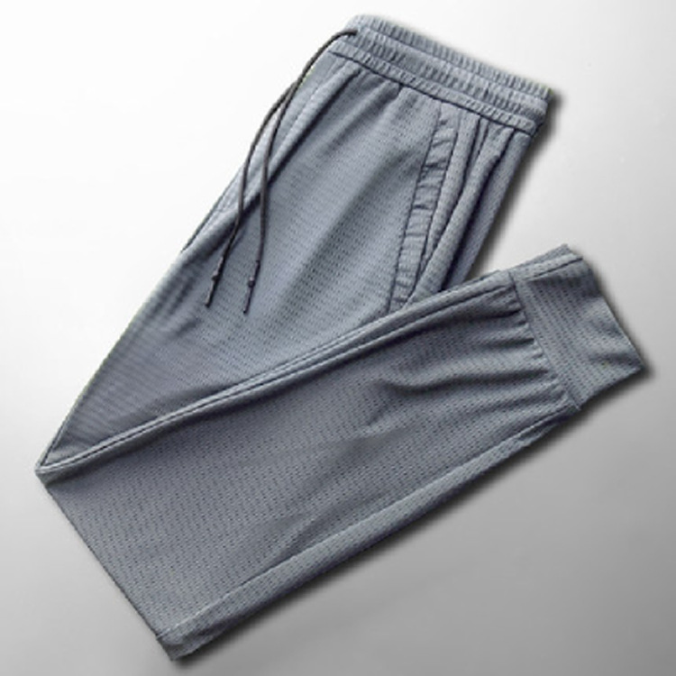 Ice Silk Pants Men's Summer Thin Mesh Air Conditioning Pants New Arrival Loose Casual Large Size Solid Color Drawstring Pants