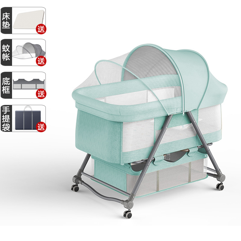 Cuna portátil plegable Cuna Cama con rodillo móvil cama de bebé BB dormir recién nacido cama de empalme