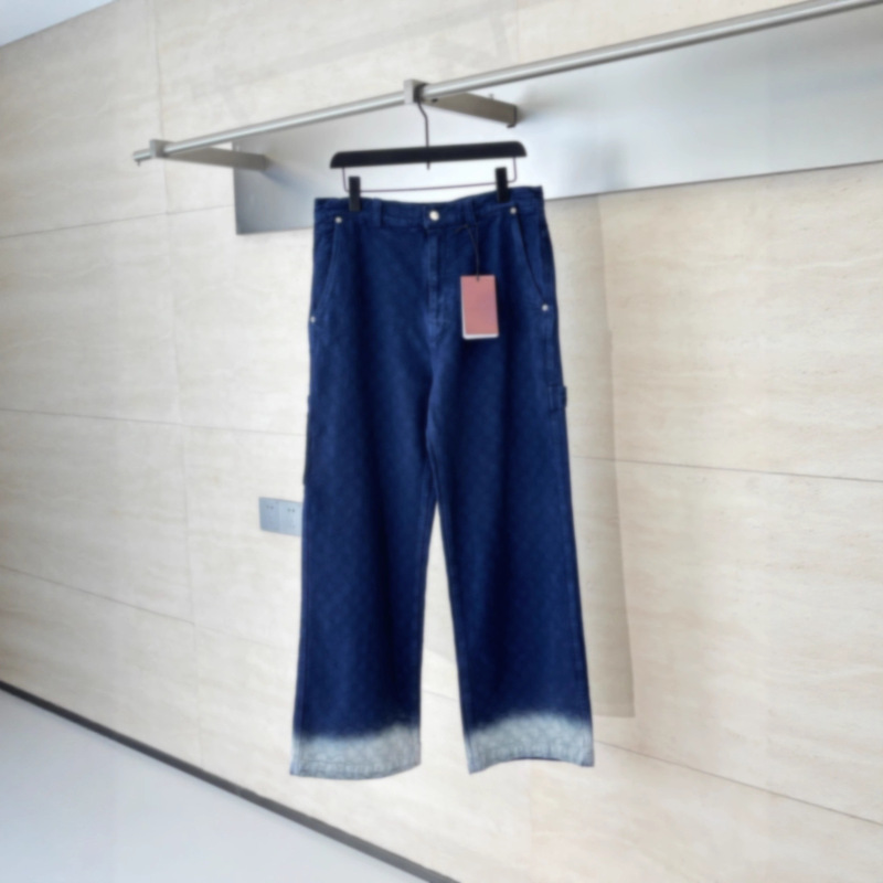 Ceiling Quality 25Ss Trendy Brand New g Family Dark Pattern Double g Jacquard Gradient Jeans for Male and Female Stars the Same Trend