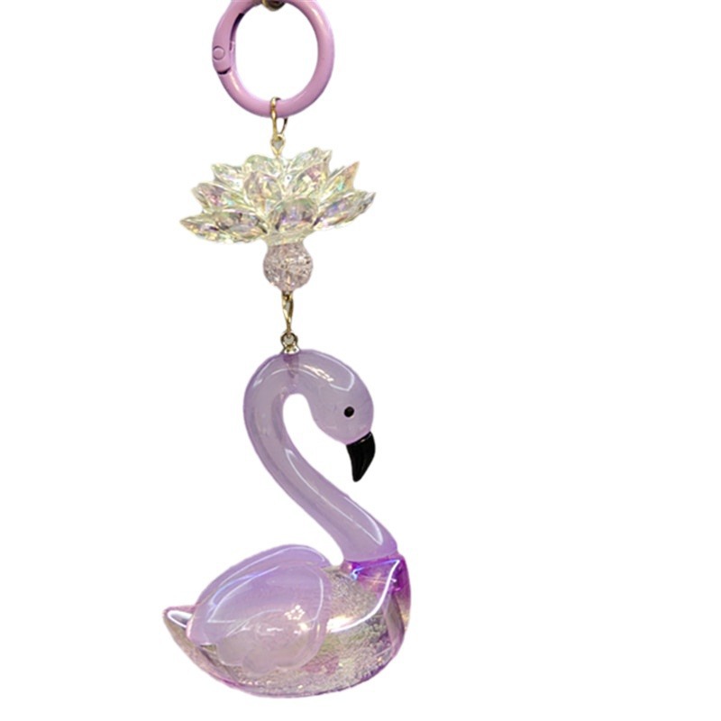 Nuevo acrílico cisne con cuentas llavero bolsos creativos colgantes pequeños regalos con cuentas frescas de color al por mayor