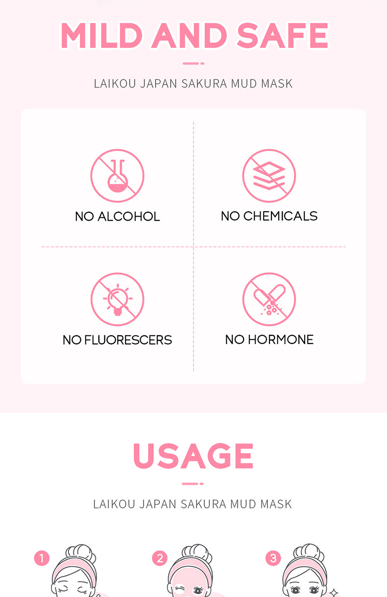 LAIKOU Sakura Mud Mask 75g Hydrating, Moisturizing and pore-cleaning mud mask skin care products cross-border supply undefined