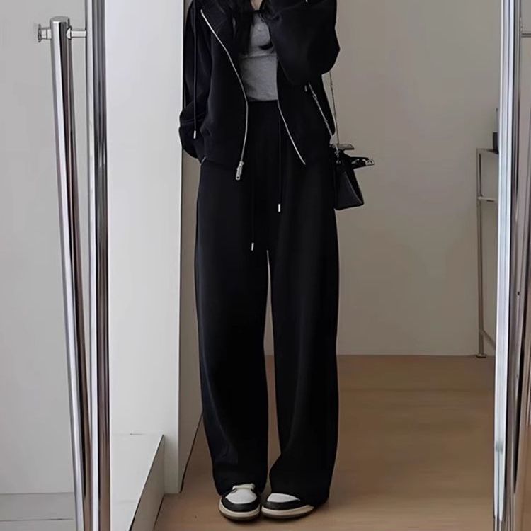卡其色运动套装女早秋小个子韩版宽松感穿搭休闲盐系轻熟两件套潮|undefined