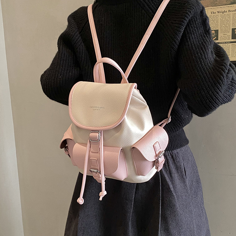 Backpack Women's Casual Versatile Niche Design Backpack Travel Color Blocked Small Backpack_voghion.com