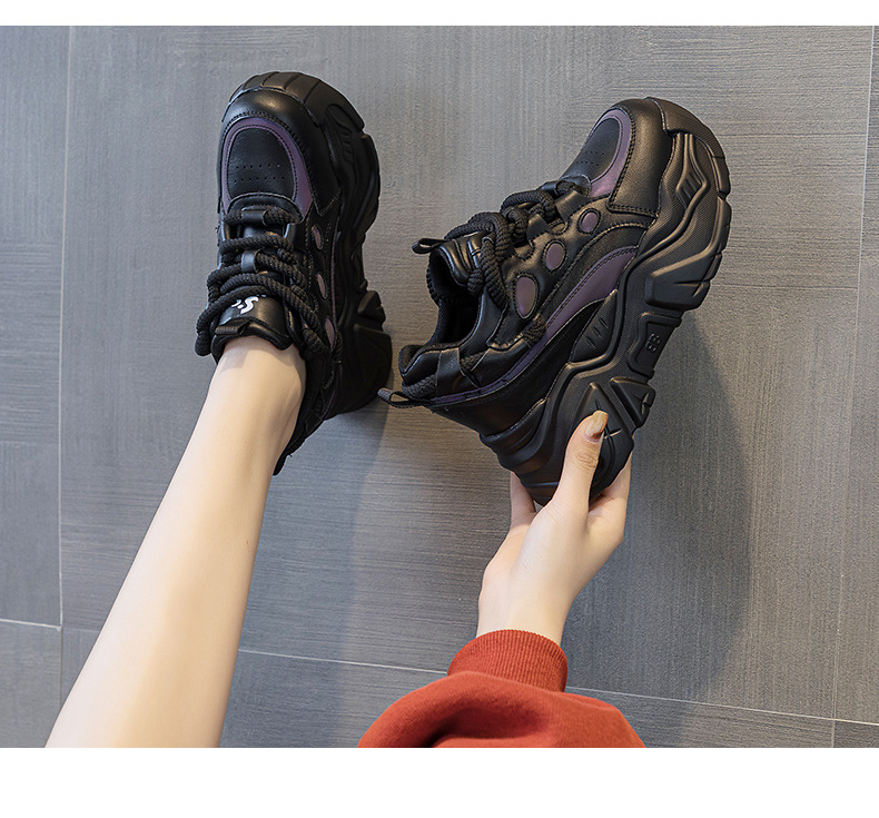 Giày sneaker nữ đế xuồng tăng chiều cao, dáng chunky đế dày thoáng khí, phối màu đa dạng — M2516-2 đen trong suốt lưới, M2516 kaki một lớp bên trong, M2516-1 trắng be lót nhung, M2516-1 màu đen lót nhung chi tiết 33