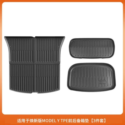 Front and Rear Waterproof Trunk — Trunk Mat - renewed-y-front-and-rear-trunk-mat-striped-tpe-style-3-piece-set-black