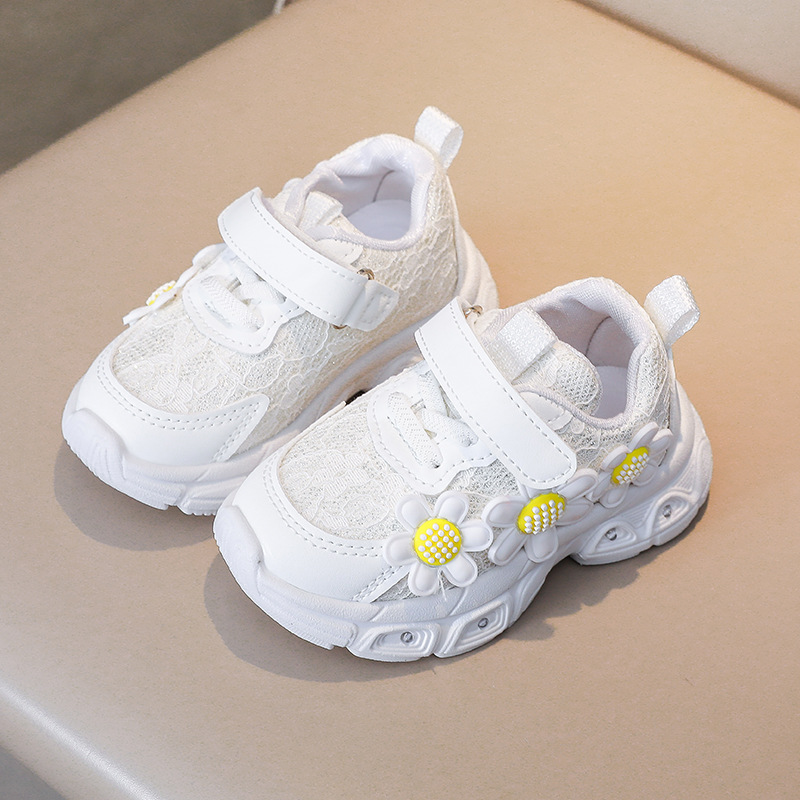 Mädchen-Sneaker mit Blumenmuster und Leuchtfunktion, Frühling/Herbst, lässige Lederschuhe mit klobiger Sohle und Leuchtfunktion, neues Modell_voghion.com
