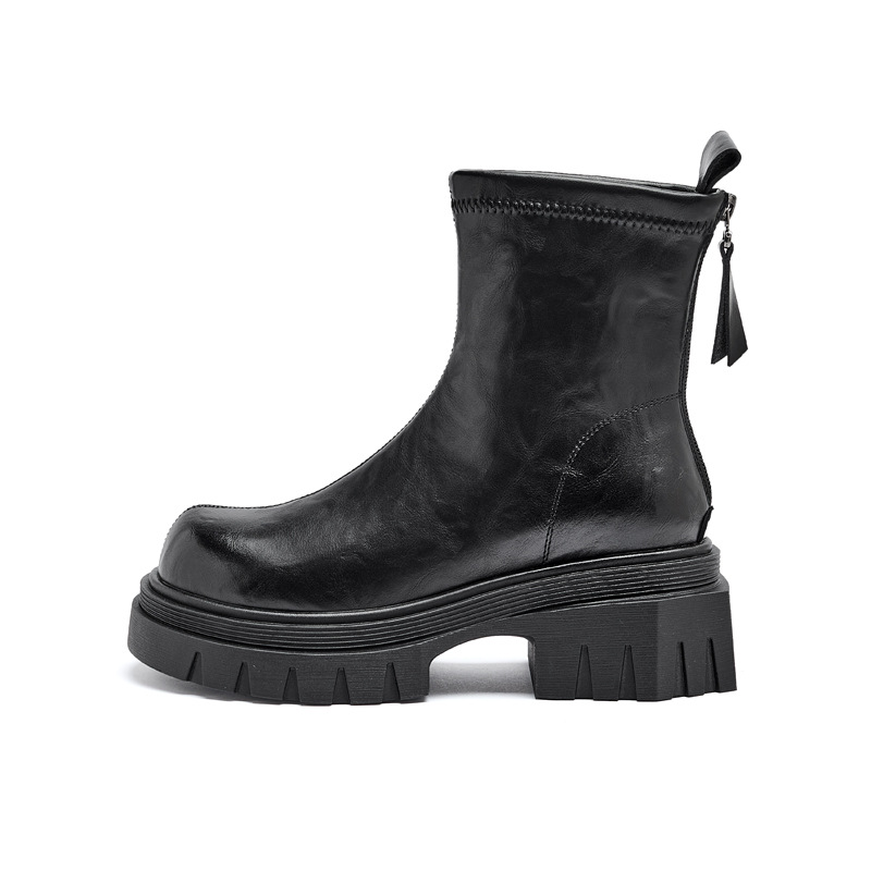 Augusto Lion Brown Martin Boots mujeres 2025 nuevo otoño invierno más vello tubo corto fondo grueso tubo Chelsea botas delgadas