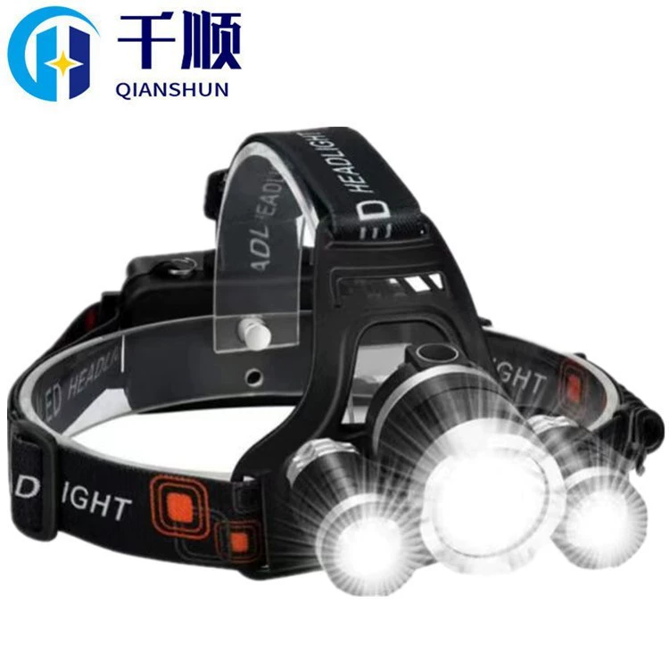Трансграничный фонарь с тремя головками, сильный свет, перезаряжаемый индукционный фонарь для ночной рыбалки, дальний выстрел, супер яркий фонарик для шахтера на голове