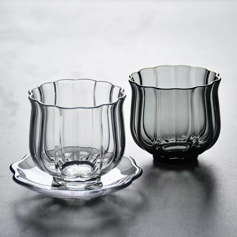 Factory Wholesale High Borosilicate Glass Tea Cup Household Kung Fu Tea Set Petal Shape Glass Lotus Master Cup Factory Wholesale High Borosilicate Glass Tea Cup Household Kung Fu Tea Set Petal Shape Glass Lotus Master Cup