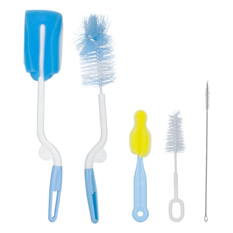 Esponja transfronteriza cepillo de biberón de cinco piezas de agua Cepillo de limpieza de taza Cepillo de pezón de paja Cepillo de paja Fábrica al por mayor