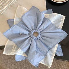 韩国蓝色重工三层方巾大肠发圈女气质方形扎头发马尾头绳发绳发饰