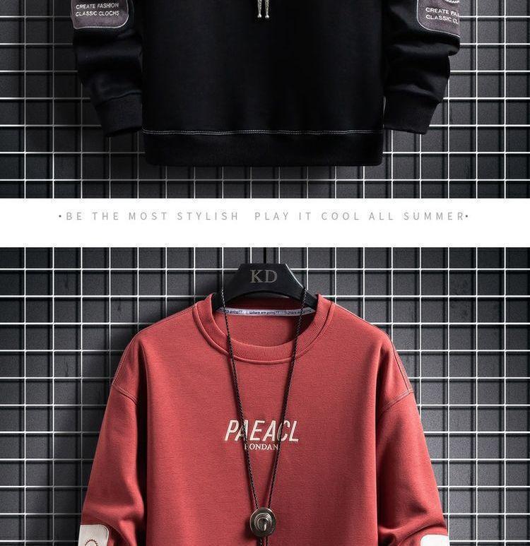 Herren Sweatshirt Rundhals Langarm Trendiger Freizeit Pullover_voghion.com