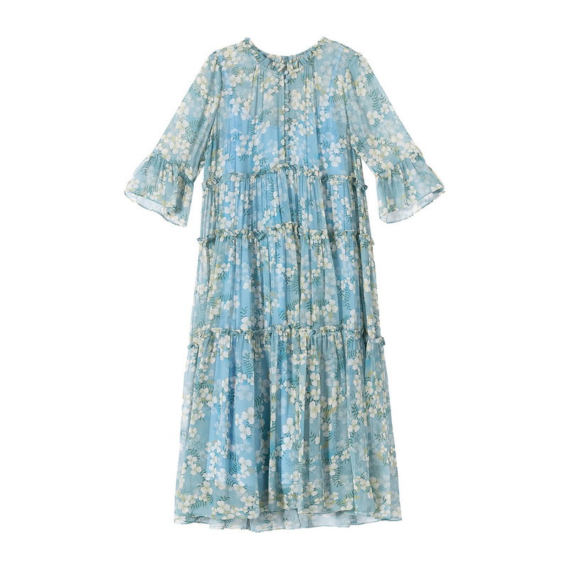 69206休暇旅行のスカートの長いスカートの绢糸の花のシルクのワンピースの気質のハイエンドの婦人服の卸売り|undefined
