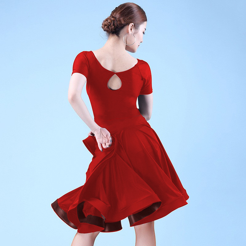 National large swing clothes adult dance dress women's short-sleeved performance Latin dance skirt Four Seasons clothing new competition dovetail logo