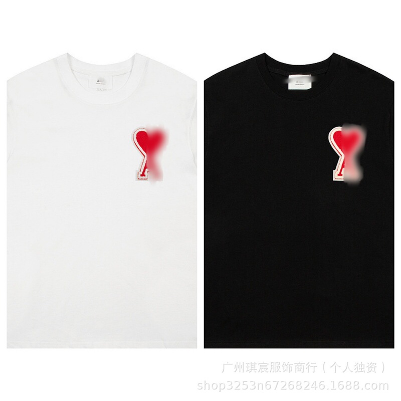 Foreign Trade Trendy Brand Amy Summer Heavy Cotton Short-sleeved T-shirt Men's and Women's Printed Embroidered Crewneck Loose Half-sleeved Shirt