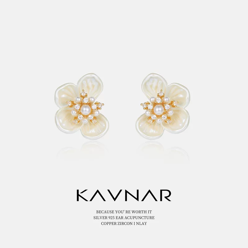 Серьги, модные серебряные иглы, стиль Chanel, цветочные