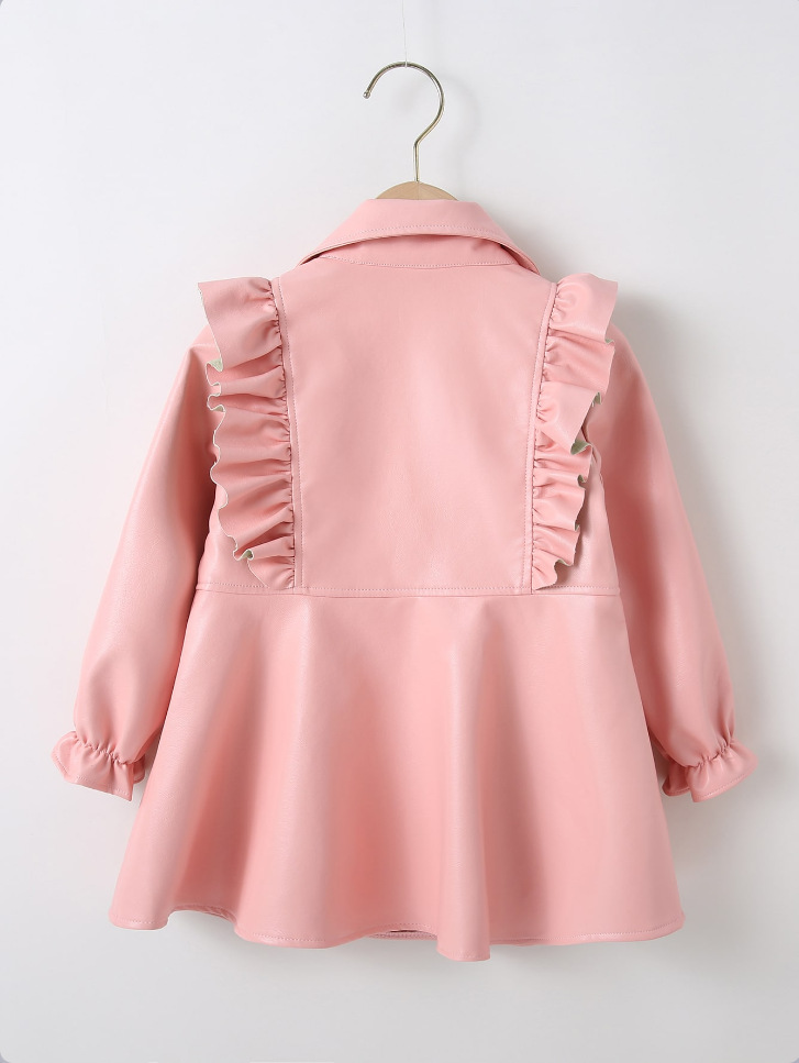 Mädchen Kunstleder Kleid Mit Rüschensaum Im Punk Stil Für Schule_voghion.com