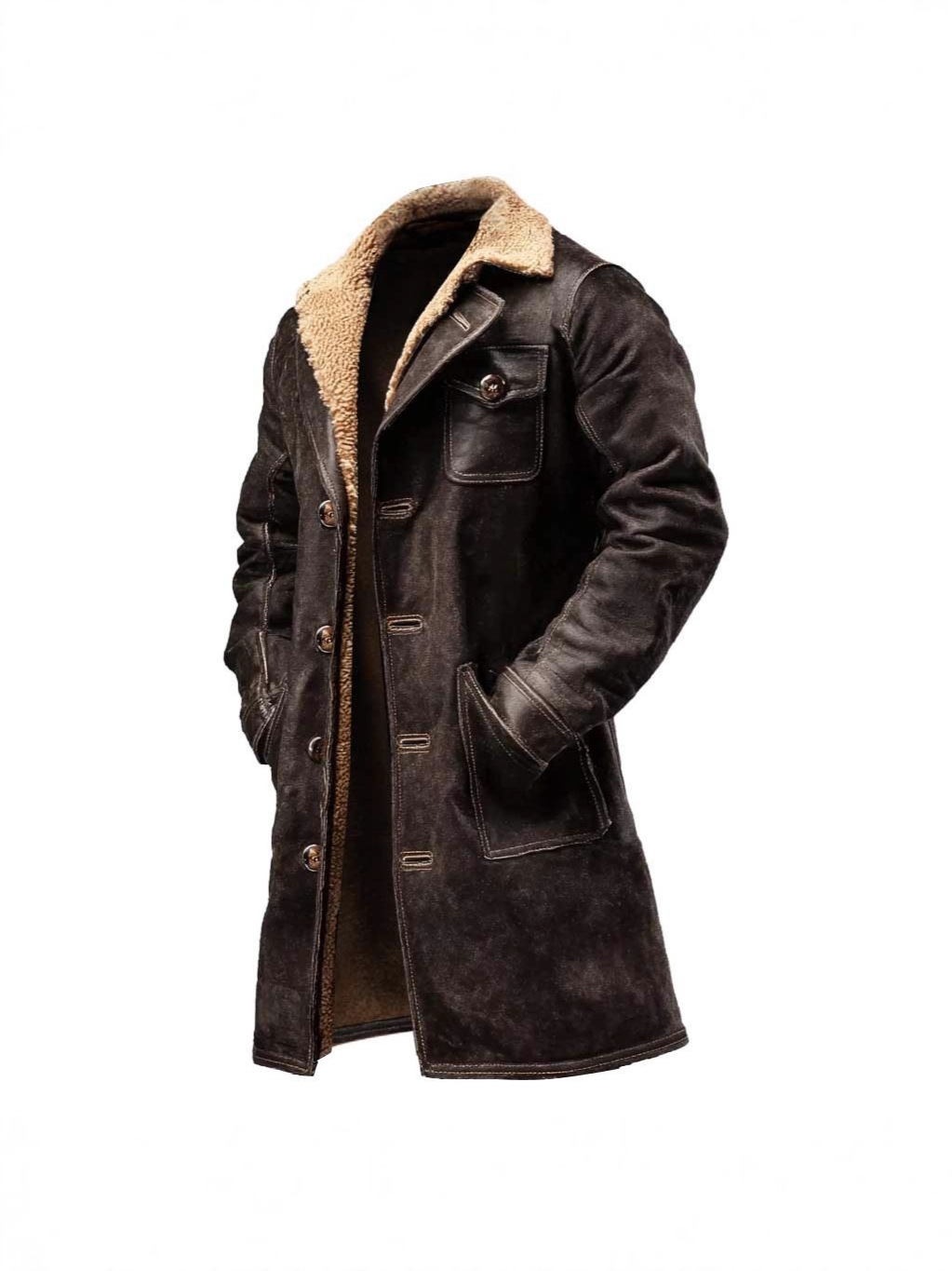 retro brown suede winter jacket