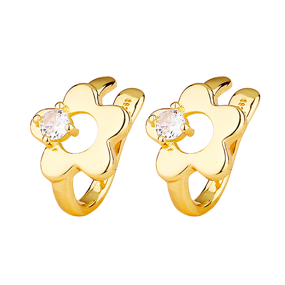 Clip oreja flor sin perforar, estilo coreano elegante, pequeño y fresco