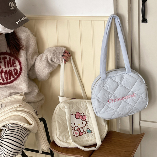 Sanrio Factory Wholesale Kitty Cat Cute Cartoon Fleece Single Shoulder Bag for Girls Students Yu Gu Dog New Arrival