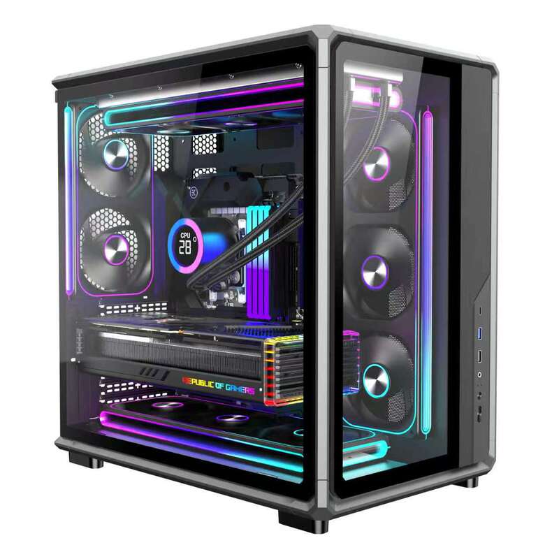 Sea View Room Case, Glass Side Panel Atx Desktop Case, 360 Water-Cooled Gaming Pc DIY Motherboard with Back-Plug Design Sea View Room Case, Glass Side Panel Atx Desktop Case, 360 Water-Cooled Gaming Pc DIY Motherboard with Back-Plug Design