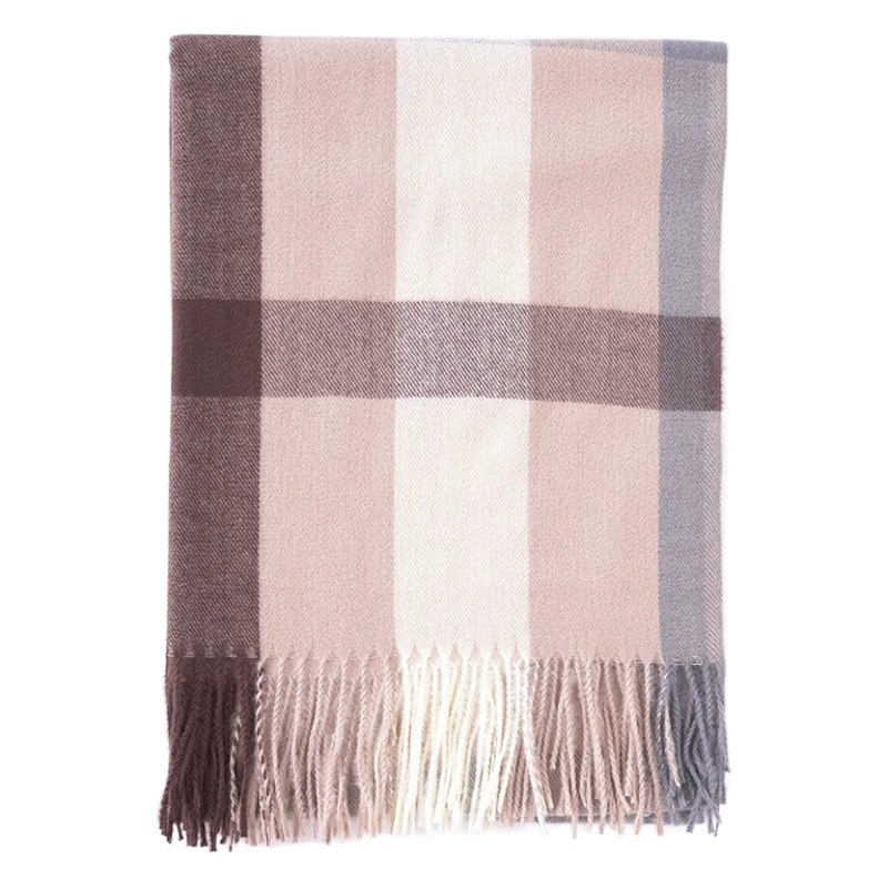 Шарф женский зимний 2023 Новый толстый теплый кашемировый клетчатый платок Корейская версия шарфа с кисточками Джокера оптом