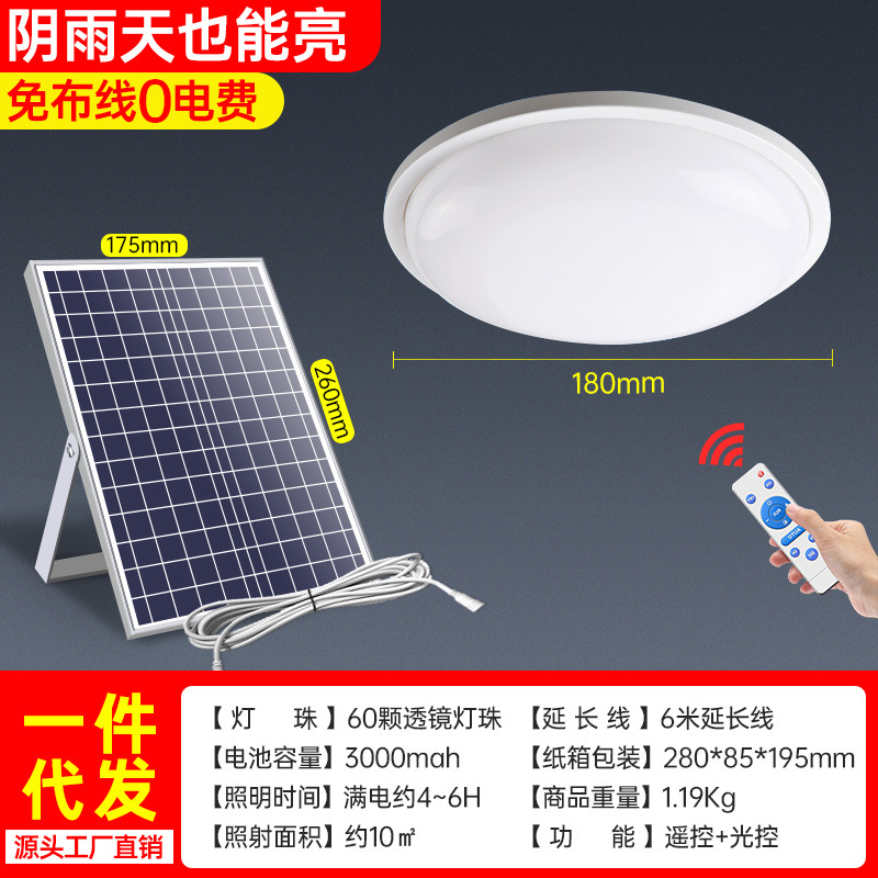 Junmu solar lámpara de techo interior de alta potencia sala de estar corredor balcón dormitorio pasillo jardín lámpara