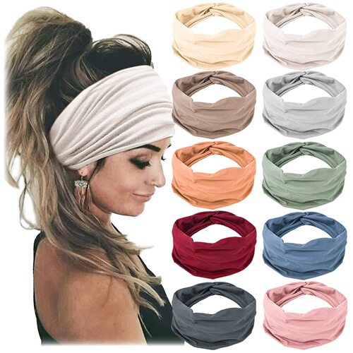 Bohemian Western-style exercise headband for women, wide yoga elastic hair tie running ponytail headband sports hair accessory