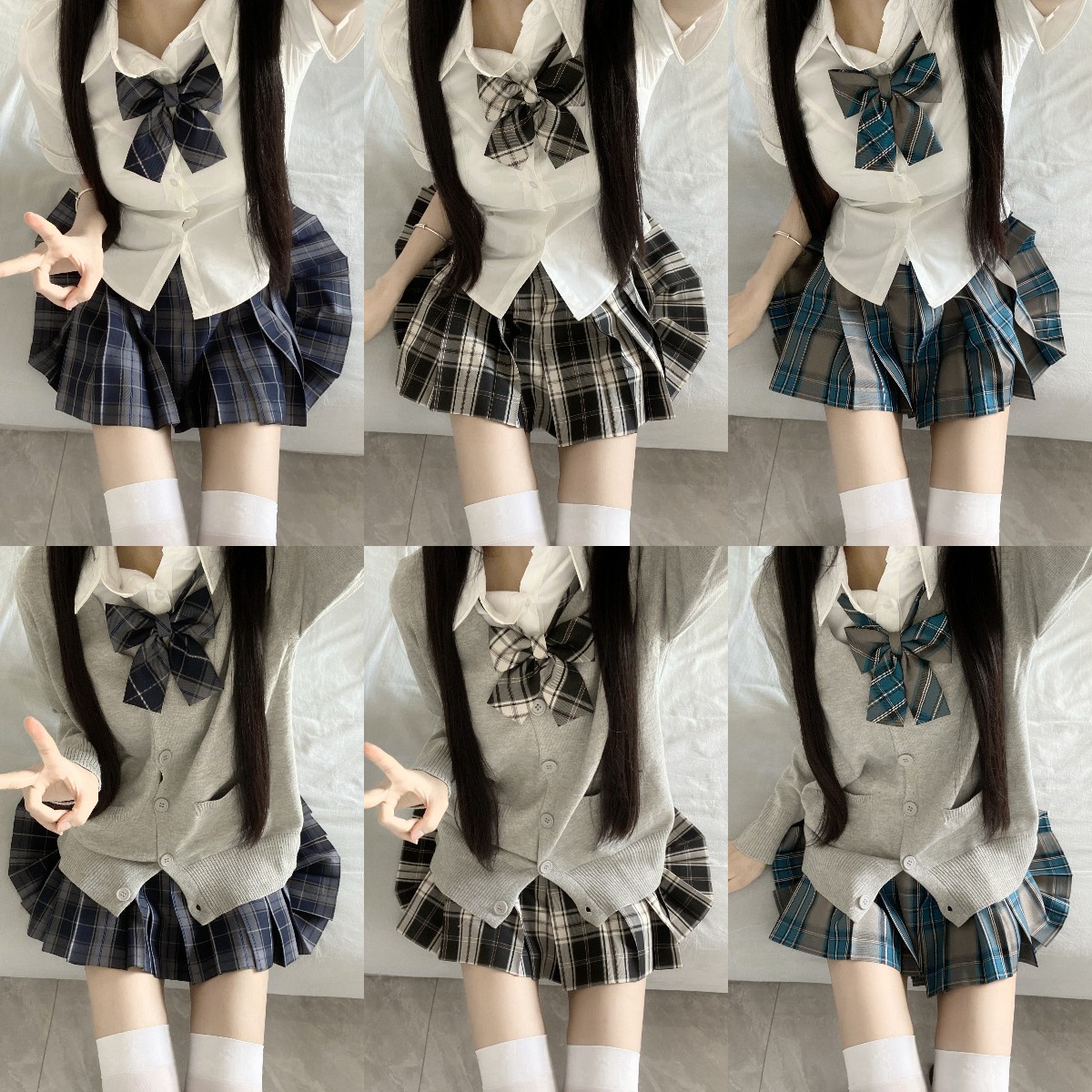 NET RED ORIGINAL COLLEGE STYLE JK UNIFORM 달콤한 시원한 봄과 가을 세트 여성 활을위한 일본 주름 치마 학교