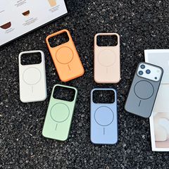 跨境适用苹果17ProMax磁吸手机壳撞色肤感iPhone16全包防摔保护套